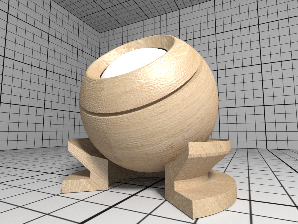Rendering of a OBJ material with wood textures.